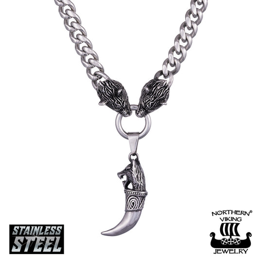 Panssariketju 10 mm Northern Viking Jewelry Sudenpäillä + Fenrir Wolf Head