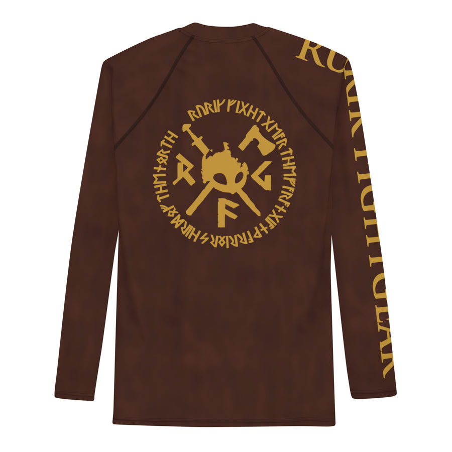 Rurik fg nogi bjj rash guard pitkähihainen treenipaita ja ottelupaita ruskea kuva takaa