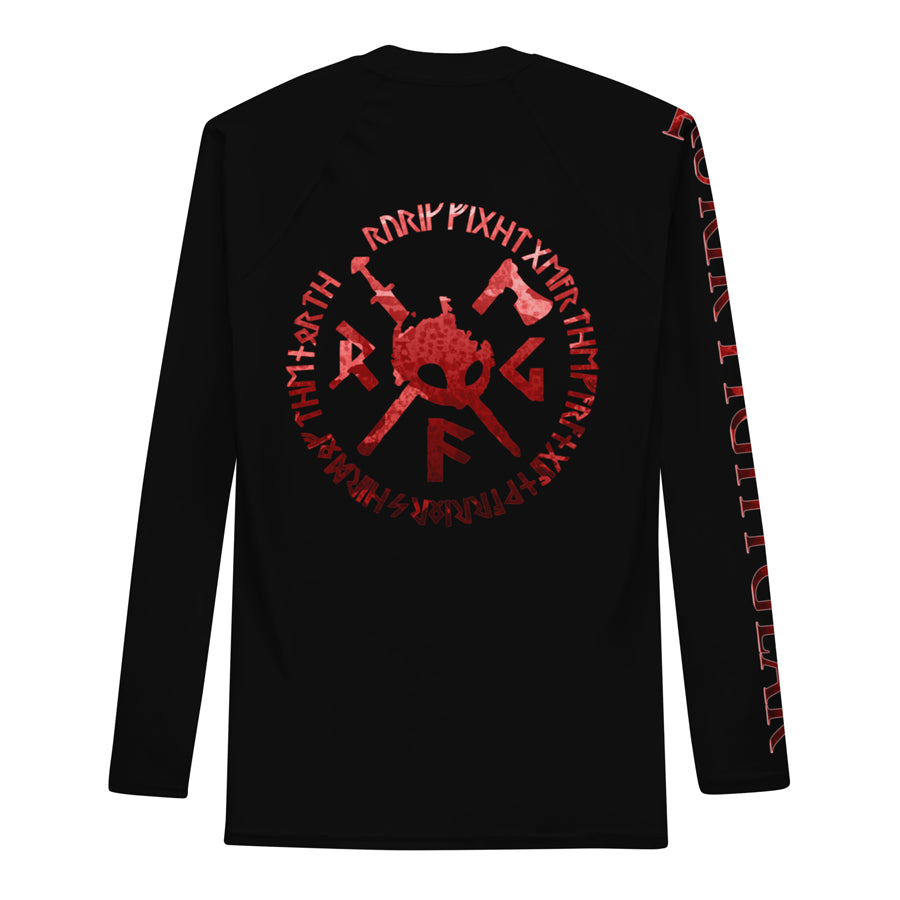 Rurik fg nogi bjj rash guard pitkähihainen treenipaita ja ottelupaita musta punaisella logolla selkä