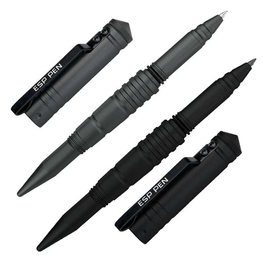 ESP tactical pen kubotan jota voidaan käyttää Kubotanina sekä suljettuna että avattuna. Kanta soveltuu mm. hätätilanteessa lasin rikkomiseen. Iskun ja väännön kestävä rakenne.